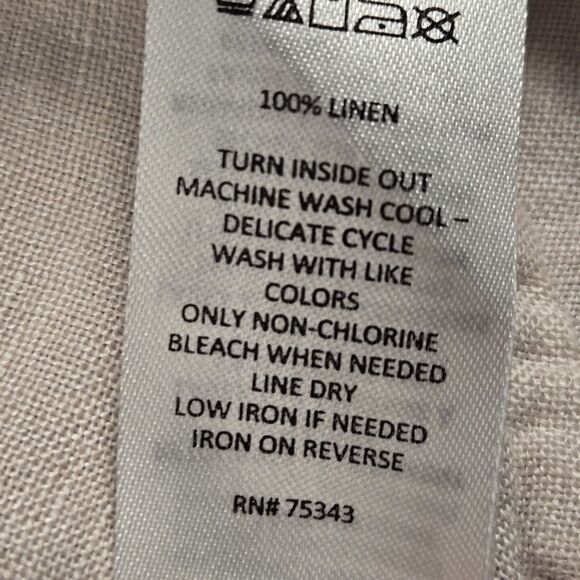 Sigrid Olsen 100% Linen Women's Small Button Front Blouse Tunic Beige 2 Pockets - Picture 8 of 8